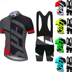 Men's Cycling Jersey with Bib Shorts Short Sleeve Mountain Bike MTB Road Bike Cycling White Yellow Green Bike Clothing Suit 3D Pad Breathable Quick Dry Back Pocket Polyester Spandex Sports Letter