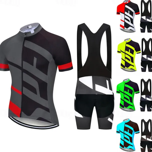 Men's Cycling Jersey with Bib Shorts Short Sleeve Mountain Bike MTB Road Bike Cycling White Yellow Green Bike Clothing Suit 3D Pad Breathable Quick Dry Back Pocket Polyester Spandex Sports Letter