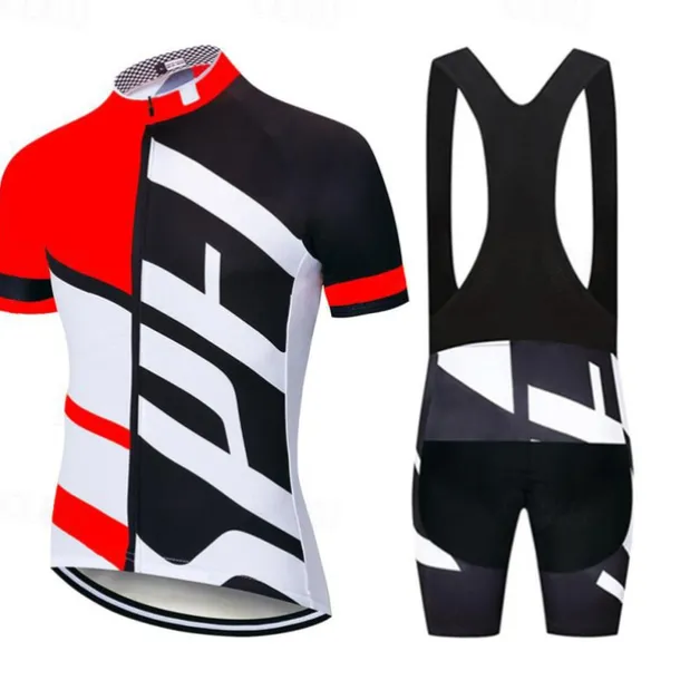 Men's Cycling Jersey with Bib Shorts Short Sleeve Mountain Bike MTB Road Bike Cycling White Yellow Green Bike Clothing Suit 3D Pad Breathable Quick Dry Back Pocket Polyester Spandex Sports Letter