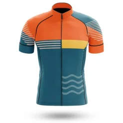 Men's Cycling Jersey with Bib Shorts Short Sleeve Mountain Bike MTB Road Bike Cycling Orange Bike Clothing Suit 3D Pad Breathable Quick Dry Back Pocket Polyester Spandex Sports Lines / Waves Funny