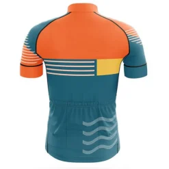 Men's Cycling Jersey with Bib Shorts Short Sleeve Mountain Bike MTB Road Bike Cycling Orange Bike Clothing Suit 3D Pad Breathable Quick Dry Back Pocket Polyester Spandex Sports Lines / Waves Funny