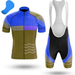Men's Cycling Jersey with Bib Shorts Short Sleeve Mountain Bike MTB Road Bike Cycling Orange Bike Clothing Suit 3D Pad Breathable Quick Dry Back Pocket Polyester Spandex Sports Lines / Waves Funny