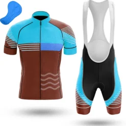 Men's Cycling Jersey with Bib Shorts Short Sleeve Mountain Bike MTB Road Bike Cycling Orange Bike Clothing Suit 3D Pad Breathable Quick Dry Back Pocket Polyester Spandex Sports Lines / Waves Funny