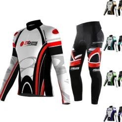 Men's Cycling Jersey with Tights Long Sleeve Mountain Bike MTB Road Bike Cycling Blue Sky Blue Green Graphic Bike Clothing Suit UV Resistant Breathable Quick Dry Anatomic Design Back Pocket Spandex