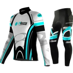 Men's Cycling Jersey with Tights Long Sleeve Mountain Bike MTB Road Bike Cycling Blue Sky Blue Green Graphic Bike Clothing Suit UV Resistant Breathable Quick Dry Anatomic Design Back Pocket Spandex