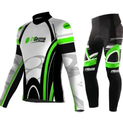 Men's Cycling Jersey with Tights Long Sleeve Mountain Bike MTB Road Bike Cycling Blue Sky Blue Green Graphic Bike Clothing Suit UV Resistant Breathable Quick Dry Anatomic Design Back Pocket Spandex