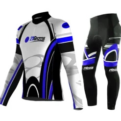 Men's Cycling Jersey with Tights Long Sleeve Mountain Bike MTB Road Bike Cycling Blue Sky Blue Green Graphic Bike Clothing Suit UV Resistant Breathable Quick Dry Anatomic Design Back Pocket Spandex