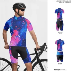 Men's Cycling Jersey with Shorts Graffiti Short Sleeve Bike Clothing Suit with 3 Rear Pockets Mountain Bike MTB Road Bike Cycling Front Zipper Sweat wicking Comfortable Breathable Sports Black Yellow