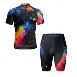 Men's Cycling Jersey with Shorts Graffiti Short Sleeve Bike Clothing Suit with 3 Rear Pockets Mountain Bike MTB Road Bike Cycling Front Zipper Sweat wicking Comfortable Breathable Sports Black Yellow