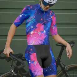 Men's Cycling Jersey with Shorts Graffiti Short Sleeve Bike Clothing Suit with 3 Rear Pockets Mountain Bike MTB Road Bike Cycling Front Zipper Sweat wicking Comfortable Breathable Sports Black Yellow