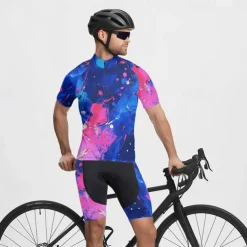 Men's Cycling Jersey with Shorts Graffiti Short Sleeve Bike Clothing Suit with 3 Rear Pockets Mountain Bike MTB Road Bike Cycling Front Zipper Sweat wicking Comfortable Breathable Sports Black Yellow