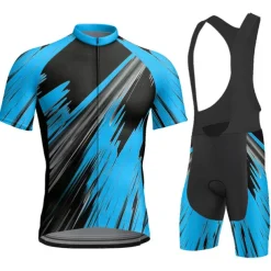 Men's Cycling Jersey with Bib Shorts Short Sleeve Mountain Bike MTB Road Bike Cycling Yellow Red Blue Geometic Bike Clothing Suit 3D Pad Breathable Quick Dry Back Pocket Polyester Spandex Sports