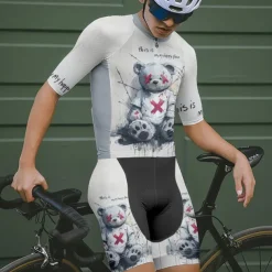 Men's Cycling Jersey with Shorts Cartoon Short Sleeve Bike Clothing Suit with 3 Rear Pockets Mountain Bike MTB Road Bike Cycling Front Zipper Sweat wicking Comfortable Breathable Sports White