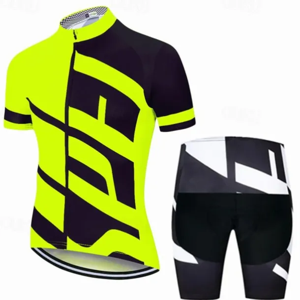 Men's Cycling Jersey with Shorts Short Sleeve Mountain Bike MTB Road Bike Cycling White Gray Bike Clothing Suit 3D Pad Breathable Quick Dry Back Pocket Polyester Spandex Sports Letter & Number
