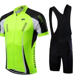 Men's Cycling Jersey with Bib Shorts Short Sleeve Mountain Bike MTB Road Bike Cycling Fall Yellow Light Green Red Bike Clothing Suit Breathable Quick Dry Back Pocket Lycra Sports Patterned Clothing