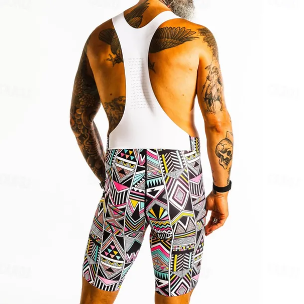 Men's Cycling Jersey with Bib Shorts Short Sleeve Mountain Bike MTB Road Bike Cycling Yellow Bike Clothing Suit 3D Pad Breathable Quick Dry Back Pocket Polyester Spandex Sports Geometric Clothing