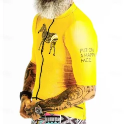 Men's Cycling Jersey with Bib Shorts Short Sleeve Mountain Bike MTB Road Bike Cycling Yellow Bike Clothing Suit 3D Pad Breathable Quick Dry Back Pocket Polyester Spandex Sports Geometric Clothing