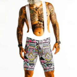 Men's Cycling Jersey with Bib Shorts Short Sleeve Mountain Bike MTB Road Bike Cycling Yellow Bike Clothing Suit 3D Pad Breathable Quick Dry Back Pocket Polyester Spandex Sports Geometric Clothing