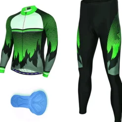 Men's Cycling Jersey with Tights Long Sleeve Mountain Bike MTB Road Bike Cycling Red Purple Orange Polka Dot Bike Clothing Suit 3D Pad Breathable Quick Dry Back Pocket Polyester Spandex Sports Polka