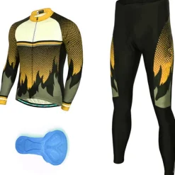 Men's Cycling Jersey with Tights Long Sleeve Mountain Bike MTB Road Bike Cycling Red Purple Orange Polka Dot Bike Clothing Suit 3D Pad Breathable Quick Dry Back Pocket Polyester Spandex Sports Polka