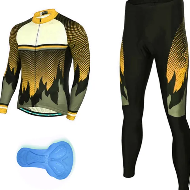 Men's Cycling Jersey with Tights Long Sleeve Mountain Bike MTB Road Bike Cycling Red Purple Orange Polka Dot Bike Clothing Suit 3D Pad Breathable Quick Dry Back Pocket Polyester Spandex Sports Polka