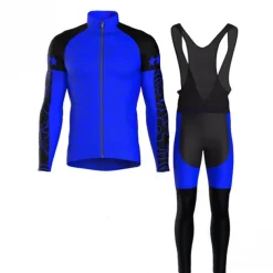 Men's Cycling Jersey with Bib Tights Long Sleeve Mountain Bike MTB Road Bike Cycling Yellow Red Blue Graphic Bike Clothing Suit 3D Pad Warm Back Pocket Polyester Spandex Sports Graphic Clothing