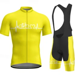 Men's Cycling Jersey with Bib Shorts Short Sleeve Mountain Bike MTB Road Bike Cycling Red Blue Orange Bike Clothing Suit 3D Pad Breathable Quick Dry Back Pocket Polyester Spandex Sports Letter