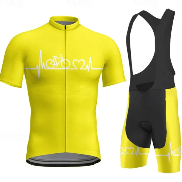 Men's Cycling Jersey with Bib Shorts Short Sleeve Mountain Bike MTB Road Bike Cycling Red Blue Orange Bike Clothing Suit 3D Pad Breathable Quick Dry Back Pocket Polyester Spandex Sports Letter