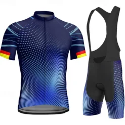 Men's Cycling Jersey with Bib Shorts Short Sleeve Mountain Bike MTB Road Bike Cycling Black Blue Purple Bike Clothing Suit 3D Pad Breathable Quick Dry Back Pocket Polyester Spandex Sports Geometric