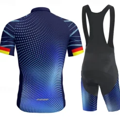 Men's Cycling Jersey with Bib Shorts Short Sleeve Mountain Bike MTB Road Bike Cycling Black Blue Purple Bike Clothing Suit 3D Pad Breathable Quick Dry Back Pocket Polyester Spandex Sports Geometric
