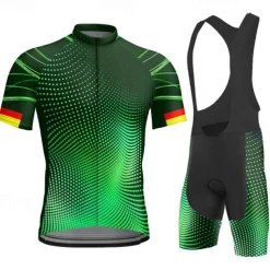 Men's Cycling Jersey with Bib Shorts Short Sleeve Mountain Bike MTB Road Bike Cycling Black Blue Purple Bike Clothing Suit 3D Pad Breathable Quick Dry Back Pocket Polyester Spandex Sports Geometric
