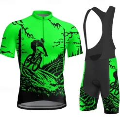 Men's Cycling Jersey with Bib Shorts Short Sleeve Mountain Bike MTB Road Bike Cycling Yellow Red Blue Graphic Bike Clothing Suit 3D Pad Breathable Quick Dry Back Pocket Polyester Spandex Sports