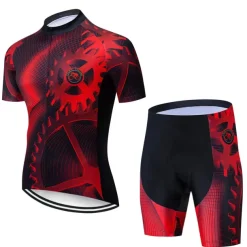 Men's Cycling Jersey with Shorts Short Sleeve Mountain Bike MTB Road Bike Cycling Black Red Royal Blue Gear Bike Clothing Suit 3D Pad Breathable Quick Dry Reflective Strips Back Pocket Polyester