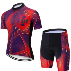 Men's Cycling Jersey with Shorts Short Sleeve Mountain Bike MTB Road Bike Cycling Black Red Royal Blue Gear Bike Clothing Suit 3D Pad Breathable Quick Dry Reflective Strips Back Pocket Polyester