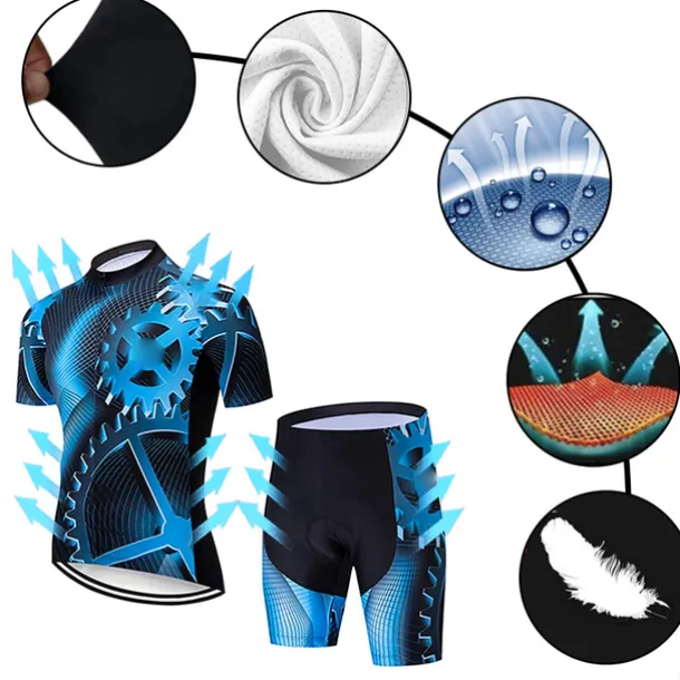 Men's Cycling Jersey with Shorts Short Sleeve Mountain Bike MTB Road Bike Cycling Black Red Royal Blue Gear Bike Clothing Suit 3D Pad Breathable Quick Dry Reflective Strips Back Pocket Polyester