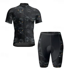 Men's Cycling Jersey with Shorts Dog Short Sleeve Bike Clothing Suit with 3 Rear Pockets Mountain Bike MTB Road Bike Cycling Front Zipper Sweat wicking Comfortable Breathable Sports Black Yellow Dark