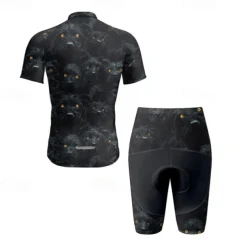 Men's Cycling Jersey with Shorts Dog Short Sleeve Bike Clothing Suit with 3 Rear Pockets Mountain Bike MTB Road Bike Cycling Front Zipper Sweat wicking Comfortable Breathable Sports Black Yellow Dark