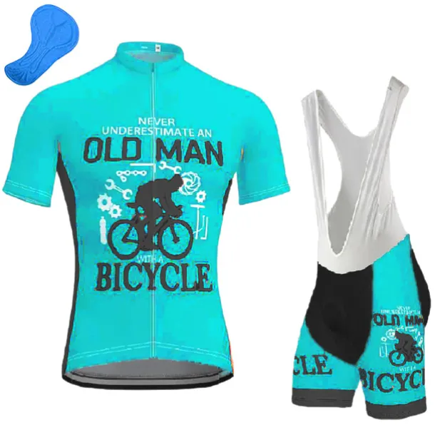 Men's Cycling Jersey with Bib Shorts Short Sleeve Mountain Bike MTB Road Bike Cycling Dark Navy Blue Gear Bike Clothing Suit 3D Pad Breathable Quick Dry Back Pocket Polyester Spandex Sports Letter