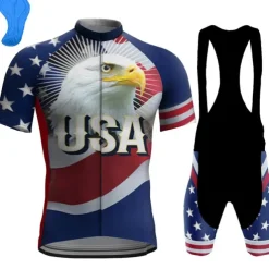 Men's Cycling Jersey with Bib Shorts Short Sleeve Mountain Bike MTB Road Bike Cycling Red Navy Blue Royal Blue Austria Bike Clothing Suit 3D Pad Breathable Quick Dry Back Pocket Polyester Spandex