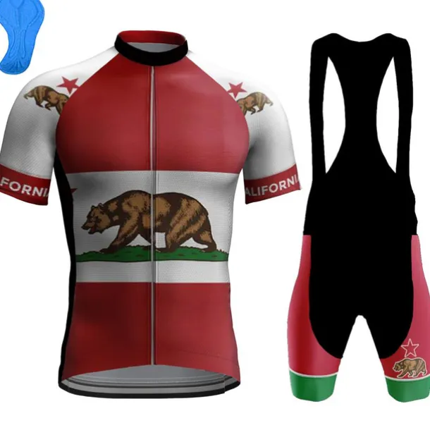 Men's Cycling Jersey with Bib Shorts Short Sleeve Mountain Bike MTB Road Bike Cycling Red Navy Blue Royal Blue Austria Bike Clothing Suit 3D Pad Breathable Quick Dry Back Pocket Polyester Spandex