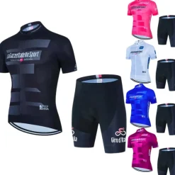 Men's Cycling Jersey with Shorts Short Sleeve Mountain Bike MTB Road Bike Cycling Black Pink Blue Bike Clothing Suit 3D Pad Breathable Quick Dry Back Pocket Polyester Spandex Sports Letter & Number
