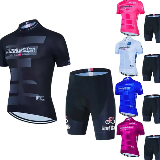Men's Cycling Jersey with Shorts Short Sleeve Mountain Bike MTB Road Bike Cycling Black Pink Blue Bike Clothing Suit 3D Pad Breathable Quick Dry Back Pocket Polyester Spandex Sports Letter & Number