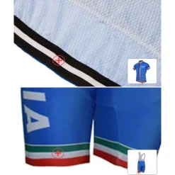 Men's Cycling Jersey with Bib Shorts Short Sleeve Mountain Bike MTB Road Bike Cycling Yellow Red Sky Blue Graphic Italy National Flag Bike Clothing Suit UV Resistant 3D Pad Breathable Quick Dry