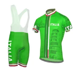 Men's Cycling Jersey with Bib Shorts Short Sleeve Mountain Bike MTB Road Bike Cycling Yellow Red Sky Blue Graphic Italy National Flag Bike Clothing Suit UV Resistant 3D Pad Breathable Quick Dry