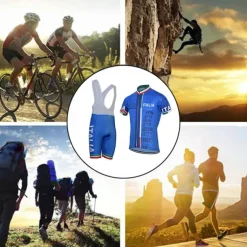Men's Cycling Jersey with Bib Shorts Short Sleeve Mountain Bike MTB Road Bike Cycling Yellow Red Sky Blue Graphic Italy National Flag Bike Clothing Suit UV Resistant 3D Pad Breathable Quick Dry