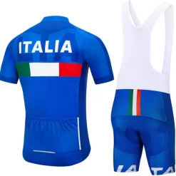 Men's Cycling Jersey with Bib Shorts Short Sleeve Mountain Bike MTB Road Bike Cycling Yellow Red Sky Blue Graphic Italy National Flag Bike Clothing Suit UV Resistant 3D Pad Breathable Quick Dry