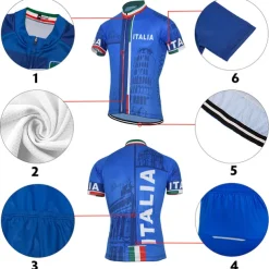 Men's Cycling Jersey with Bib Shorts Short Sleeve Mountain Bike MTB Road Bike Cycling Yellow Red Sky Blue Graphic Italy National Flag Bike Clothing Suit UV Resistant 3D Pad Breathable Quick Dry