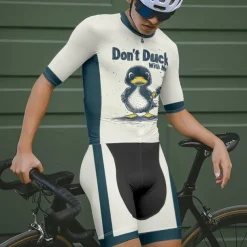 Men's Cycling Jersey with Shorts Cartoon Short Sleeve Bike Clothing Suit with 3 Rear Pockets Mountain Bike MTB Road Bike Cycling Front Zipper Sweat wicking Comfortable Breathable Sports Black White