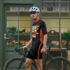 Men's Cycling Jersey with Shorts Cartoon Short Sleeve Bike Clothing Suit with 3 Rear Pockets Mountain Bike MTB Road Bike Cycling Front Zipper Sweat wicking Comfortable Breathable Sports Black White