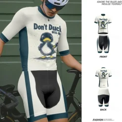 Men's Cycling Jersey with Shorts Cartoon Short Sleeve Bike Clothing Suit with 3 Rear Pockets Mountain Bike MTB Road Bike Cycling Front Zipper Sweat wicking Comfortable Breathable Sports Black White